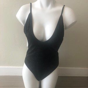Aerie Black Crochet Classy One Piece Swimming Suit